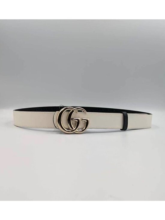 Gucci Women’s GG Reversible Arabella Calfskin W30mm Belt Black Off-white 95cm 84 main image 6